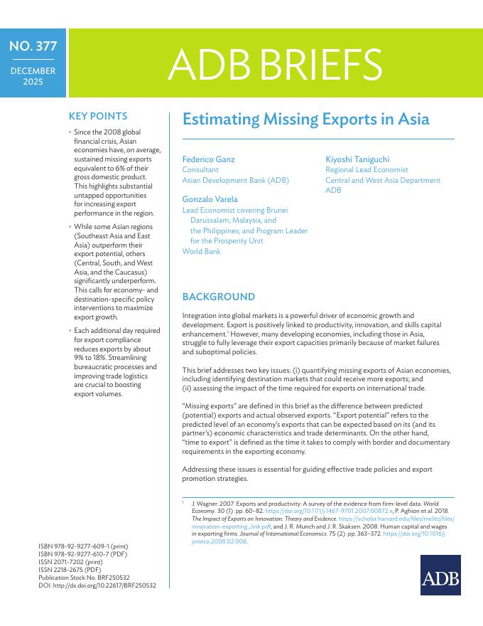 ADB亚洲开发银行：2025年估算亚洲缺失的出口报告（英文版）