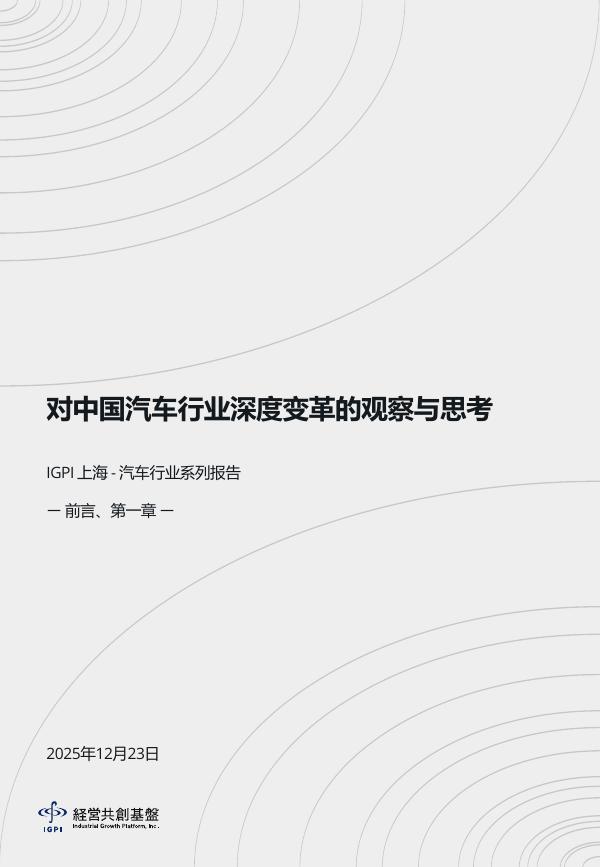 IGPI：2025年对中国汽车行业深度变革的观察与思考报告