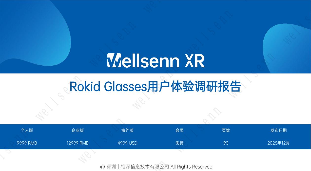 维深Wellsenn XR：2025年Rokid Glasses用户体验调研报告（简版）海报