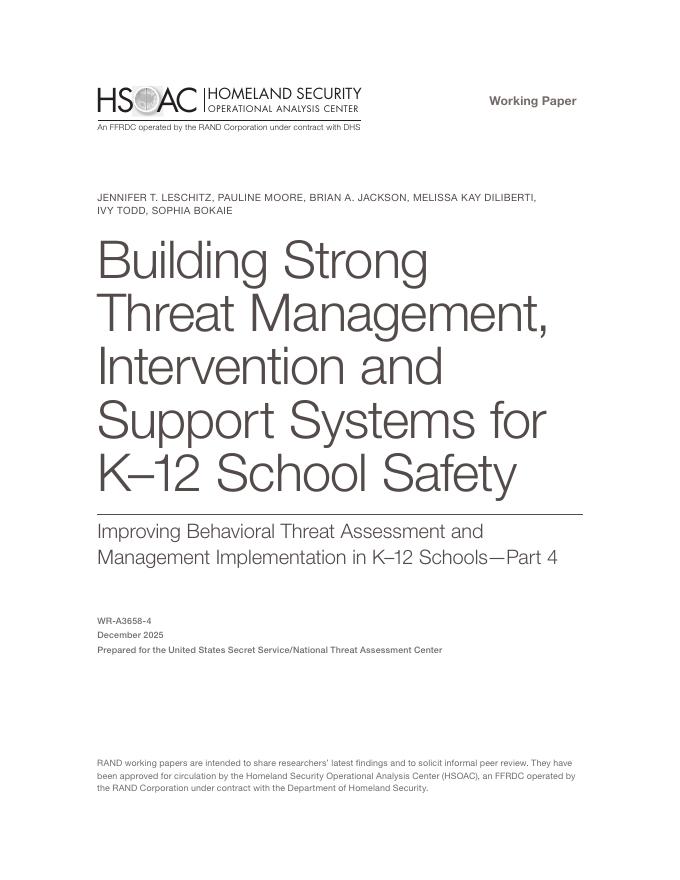 Rand兰德：2025年为K-12学校安全构建强大的威胁管理、干预和支持系统报告（英文版）