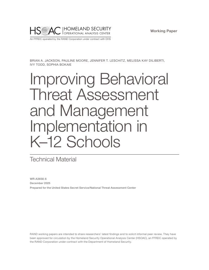 Rand兰德：2025年改进K-12学校中的行为威胁评估与管理实施报告（英文版）