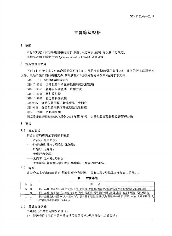 NY/T 2642-2014 标准预览