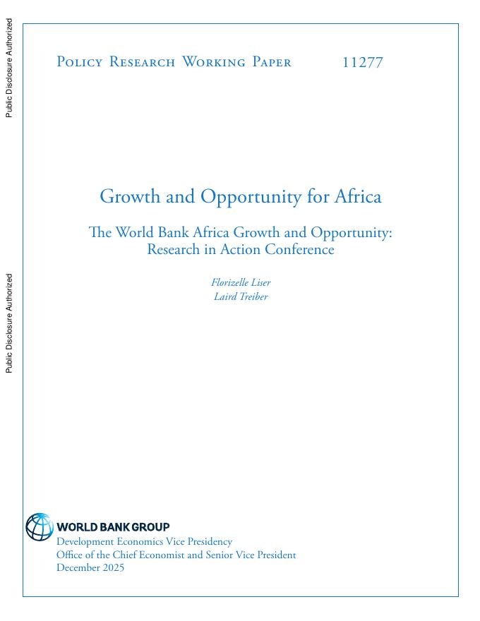 世界银行：世界银行非洲增长与机遇：行动研究会议（英文版）