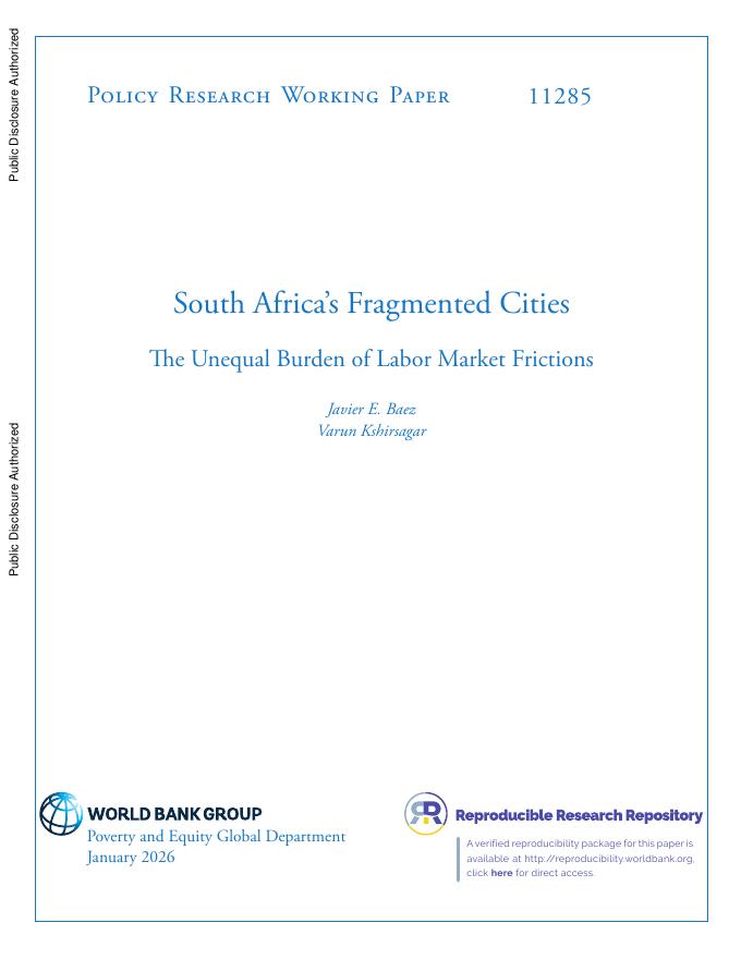 世界银行：南非的城市碎片化：劳动力市场摩擦的不平等负担（英文版）