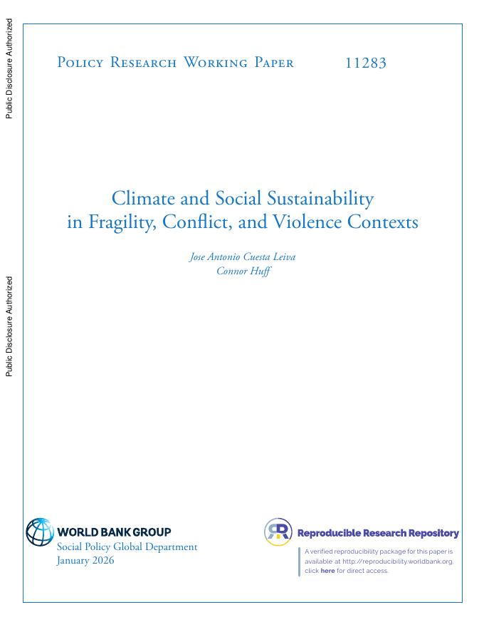 世界银行：脆弱、冲突和暴力背景下的气候和社会可持续性（英文版）