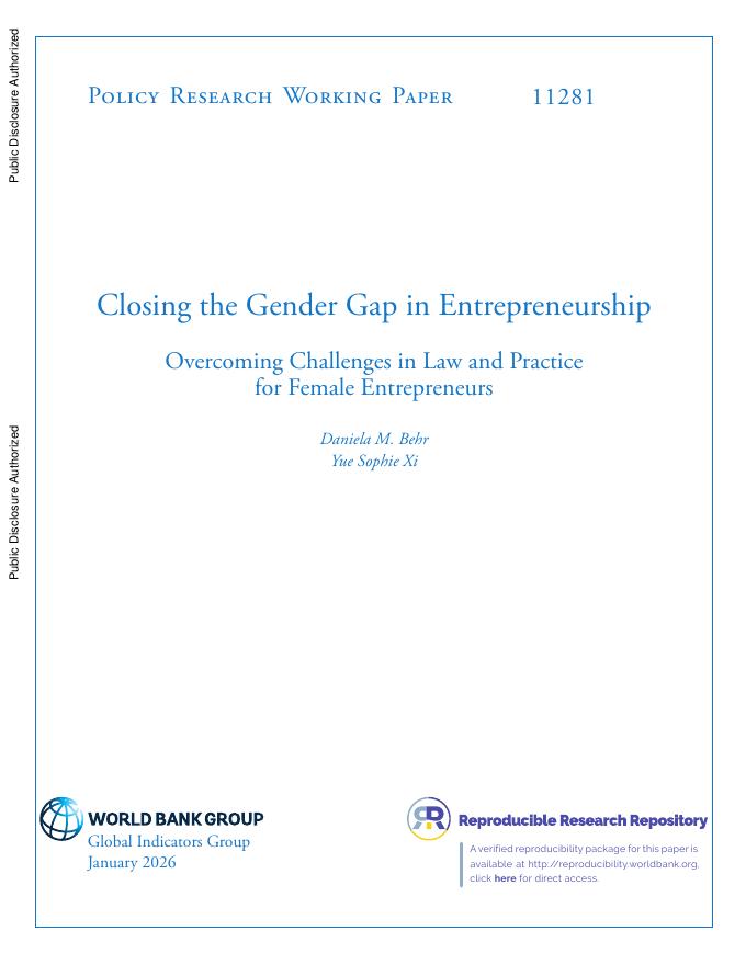 世界银行：消除创业性别差距：克服女性企业家在法律和实践中的挑战（英文版）