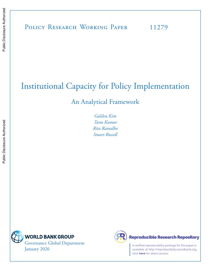 世界银行：政策执行的制度能力：一个分析框架（英文版）