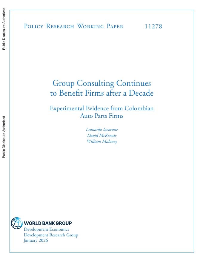 世界银行：集团咨询在十年后继续为企业带来益处：来自哥伦比亚汽车零部件企业的实证证据（英文版）