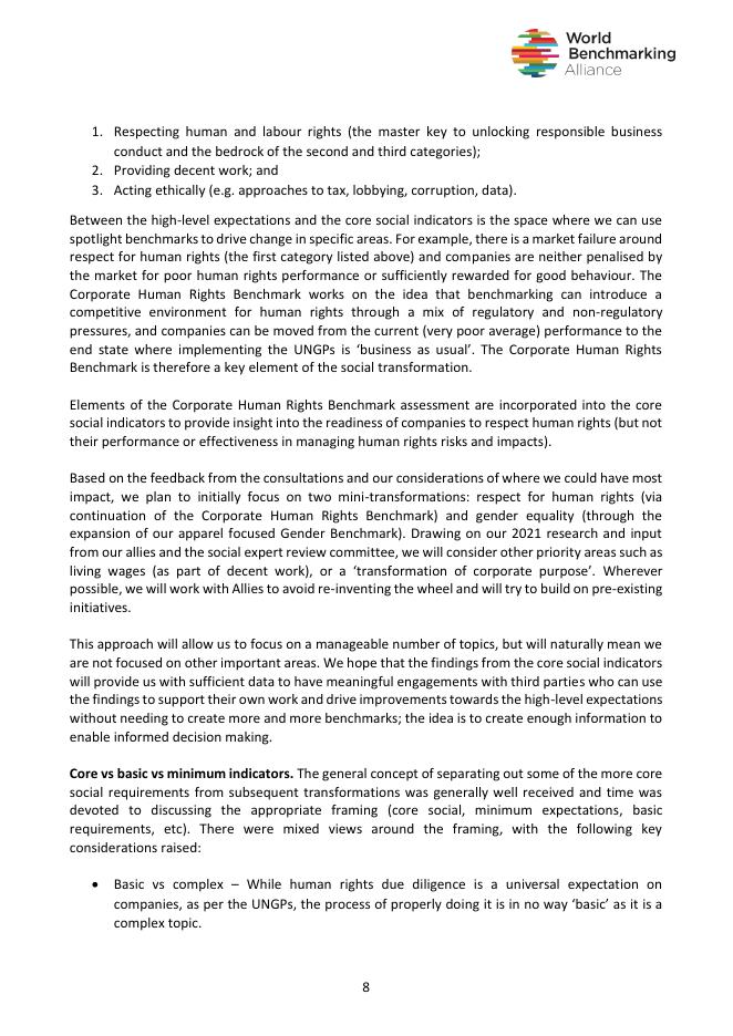 世界基准联盟（WBA）：2020年社会变革反馈报告（英文版）_第8页