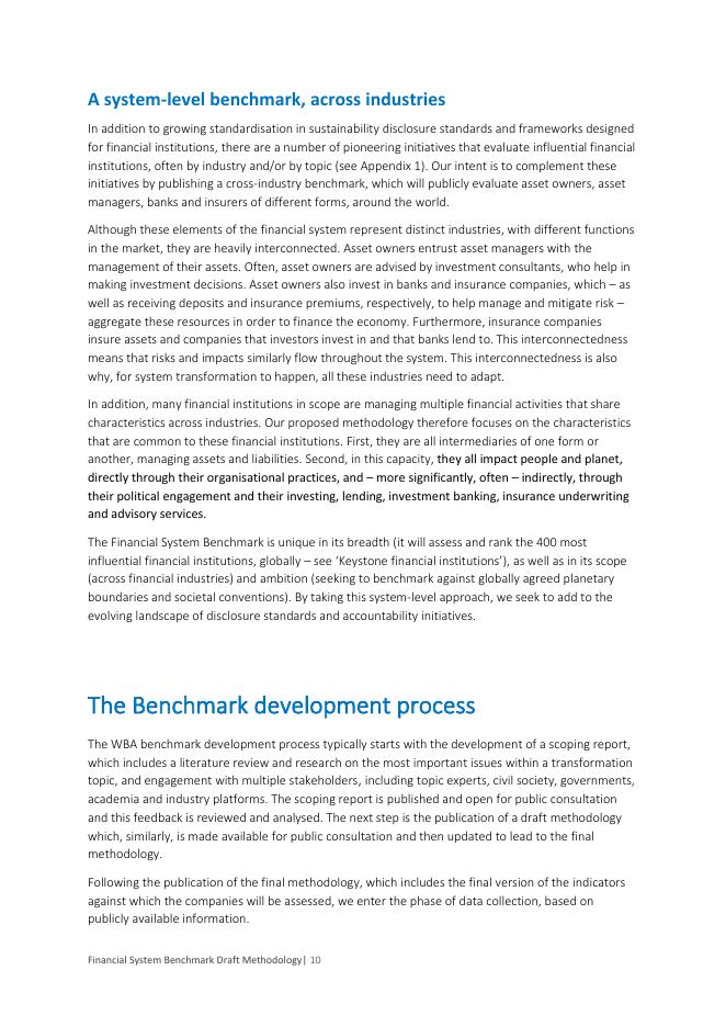 世界基准联盟（WBA）：2022年金融系统基准方法论草案（英文版）_第10页