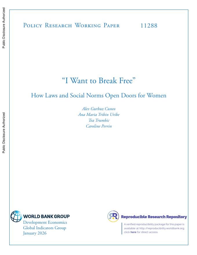 世界银行：“我想要自由”：法律和社会规范如何为女性敞开大门（英文版）