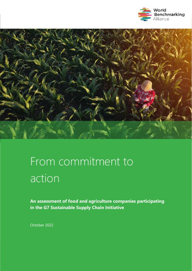 世界基准联盟（WBA）：2022年从承诺到行动：对参与G7可持续供应链倡议的食品和农业公司的评估报告（英文版）