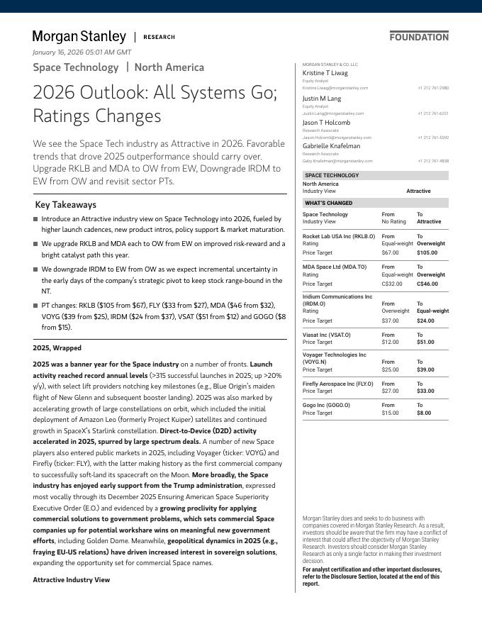摩根士丹利：2026年太空科技行业展望报告（英文版）海报