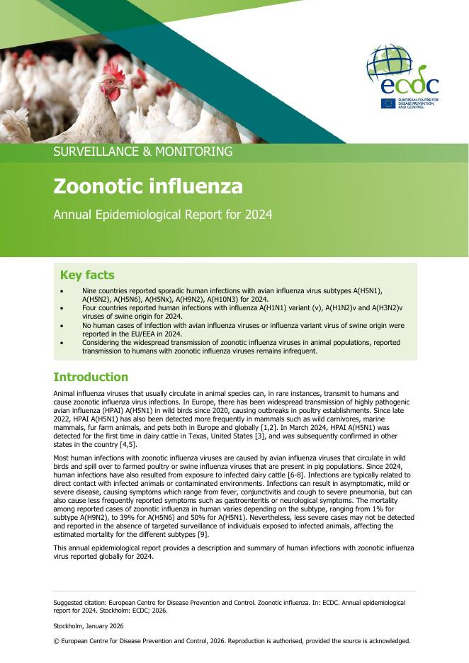 欧洲疾控中心：人畜共患病流感-2024年流行病学年度报告（英文版）海报