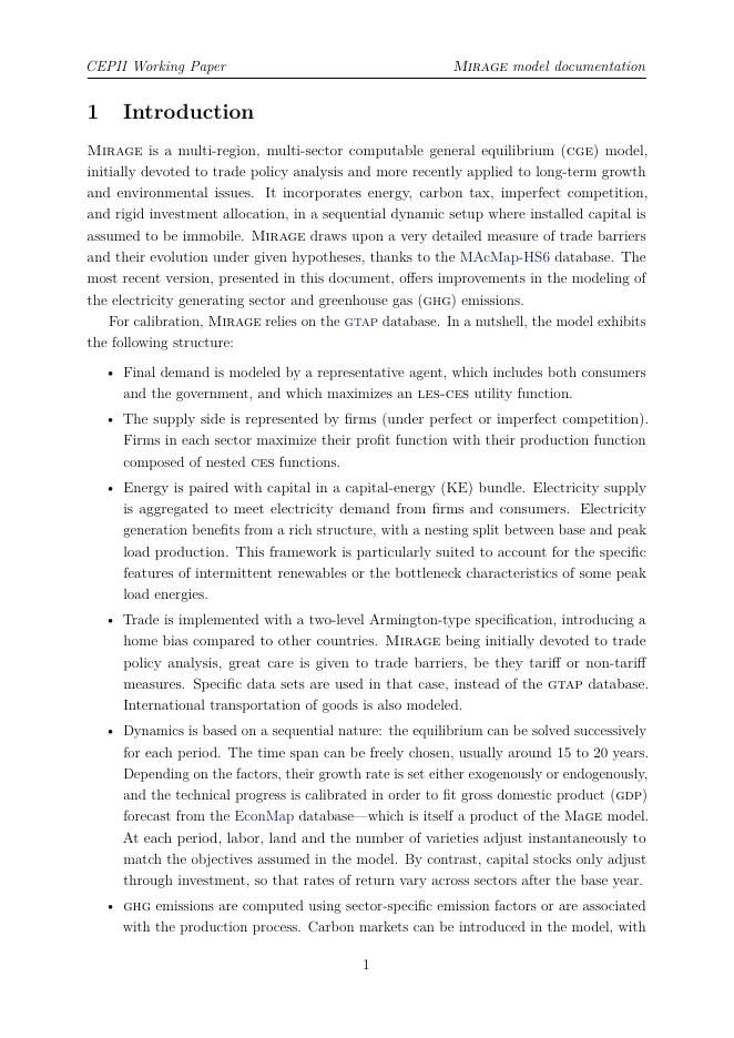 法国预测与国际信息中心：MIRAGE模型文档版本2.0（英文版）_第8页