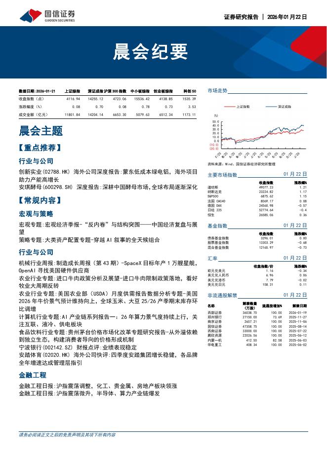 国信证券：晨会纪要-260122海报