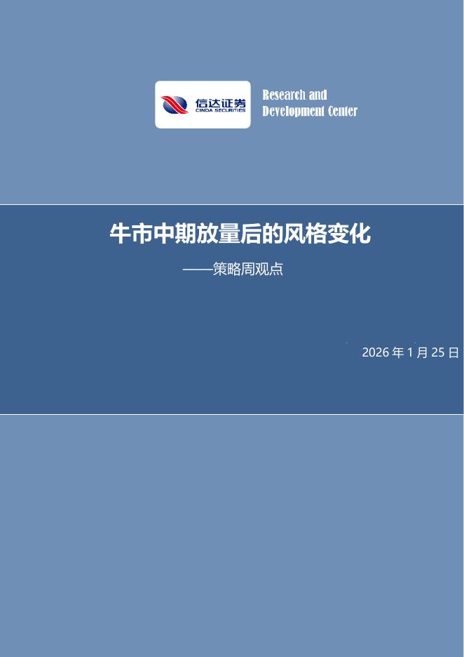 信达证券：策略周观点：牛市中期放量后的风格变化-260125海报