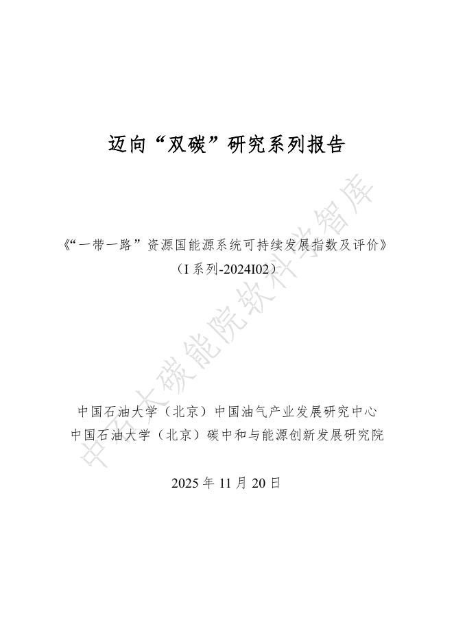 中国石油大学：2025年迈向“双碳”研究系列报告-“一带一路”资源国能源系统可持续发展指数及评价