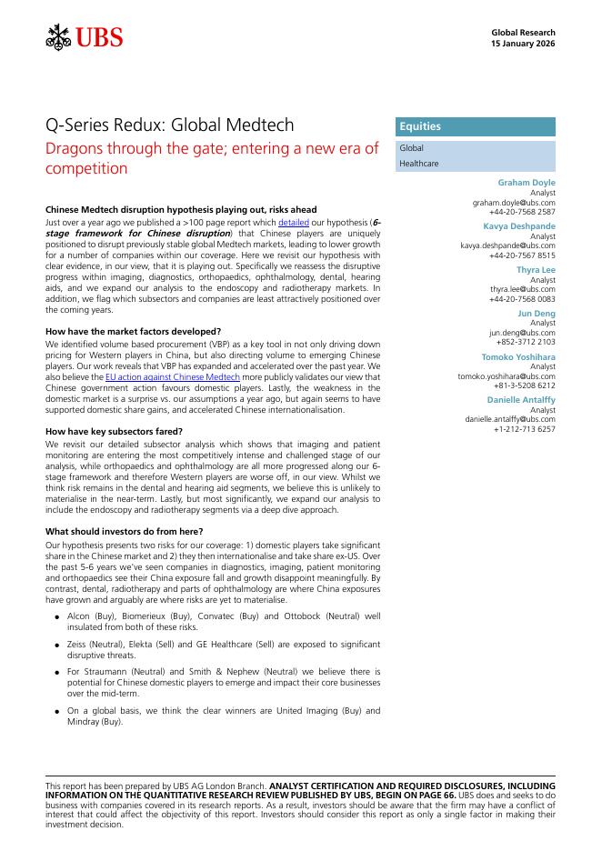 UBS：2026年全球医疗科技行业深度研究报告（英文版）海报