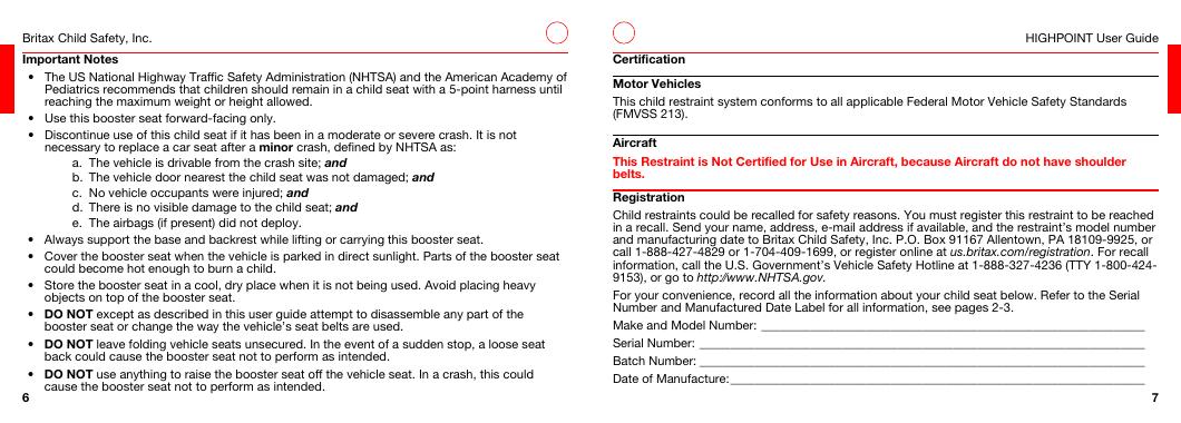 BRITAX® SecureGuard® PLUS儿童汽车安全座椅用户手册_第6页