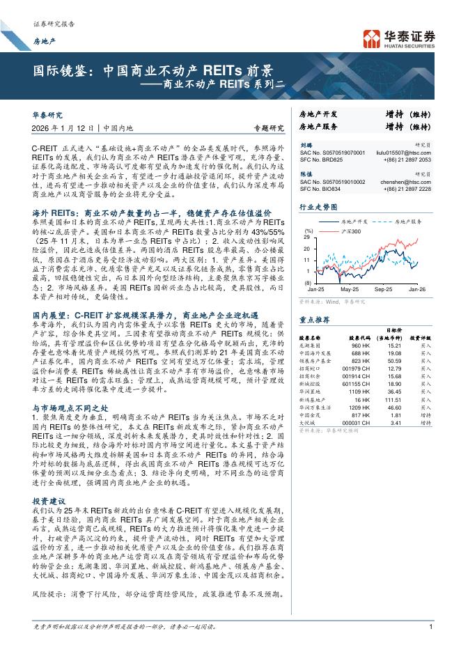 华泰证券：商业不动产REITs系列二：国际镜鉴：中国商业不动产REITs前景海报