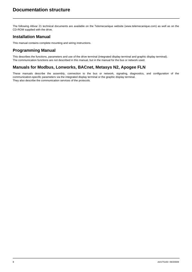 schneider Altivar 21 Programming Manual_第8页