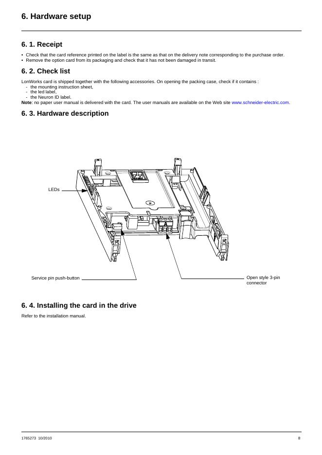 Altivar 61 LonWorks Card User’s manual_第9页