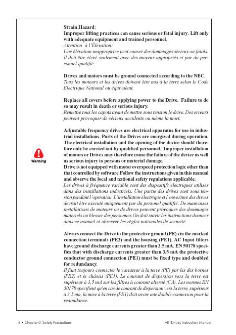 SIEI ARTDriveL Lift Vector AC Drives Instruction Manual_第8页