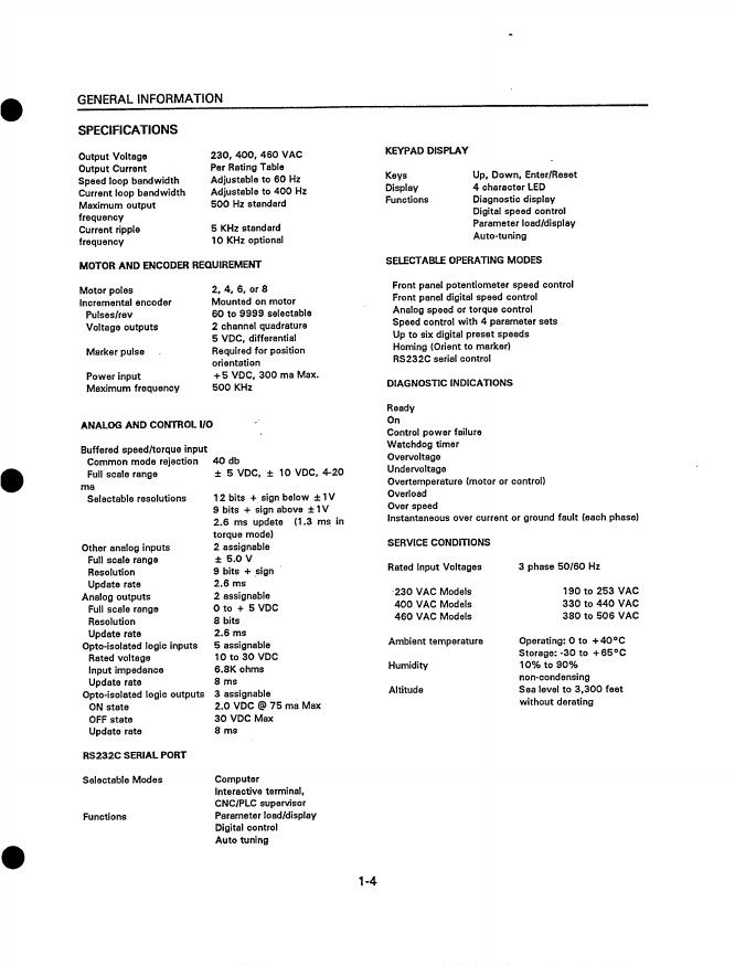 BALDOR SERIES 14 VECTOR DRIVE CONTROL OPERATING & TECHNICAL MANUAL_第9页