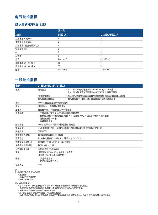 Agilent U1230系列数字万用表 技术资料_第6页