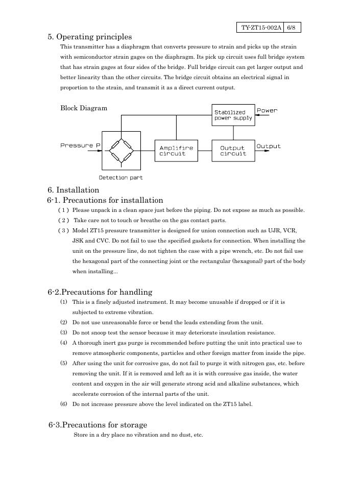 ZT15 PRESSURE TRANSMITTER INSTRUCTION MANUAL_第8页