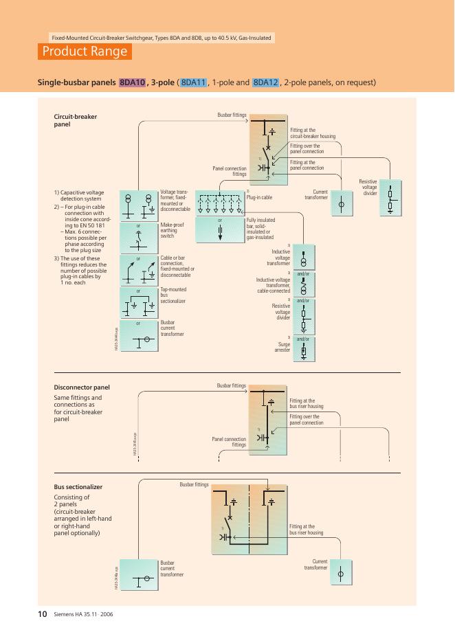 SIEMENS Fixed-Mounted Circuit-Breaker Switchgear, Types 8DA and 8DB, up to 40.5 kV, Gas-Insulated_第10页