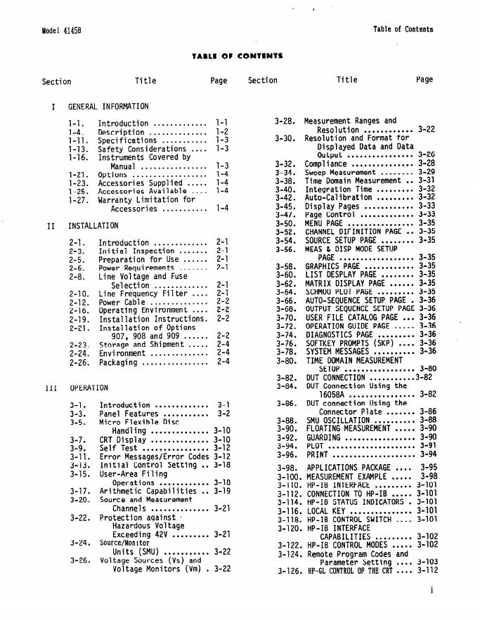 HEWLETT PACKARD HP 4145B SEMICONDUCTOR PARAMETER ANALYZER OPERATION MANUAL_第7页