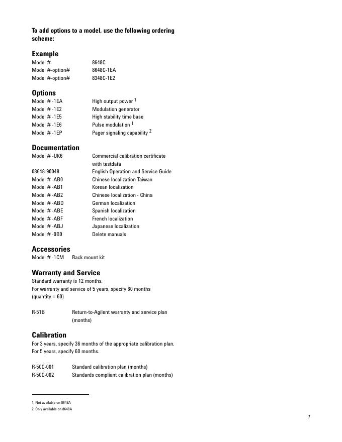Agilent 8648A/B/C/D Signal Generators Data Sheet_第7页