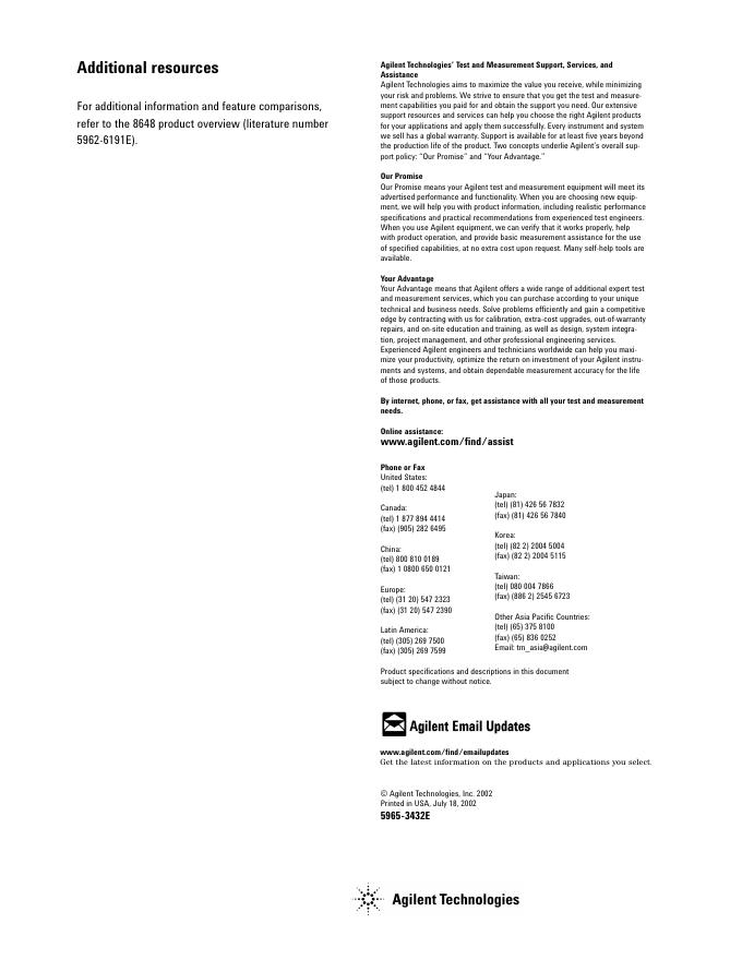 Agilent 8648A/B/C/D Signal Generators Data Sheet_第8页
