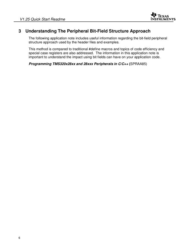 TEXAS INSTRUMENTS 2802x C/C Header Files and Peripheral Examples Quick Start_第6页