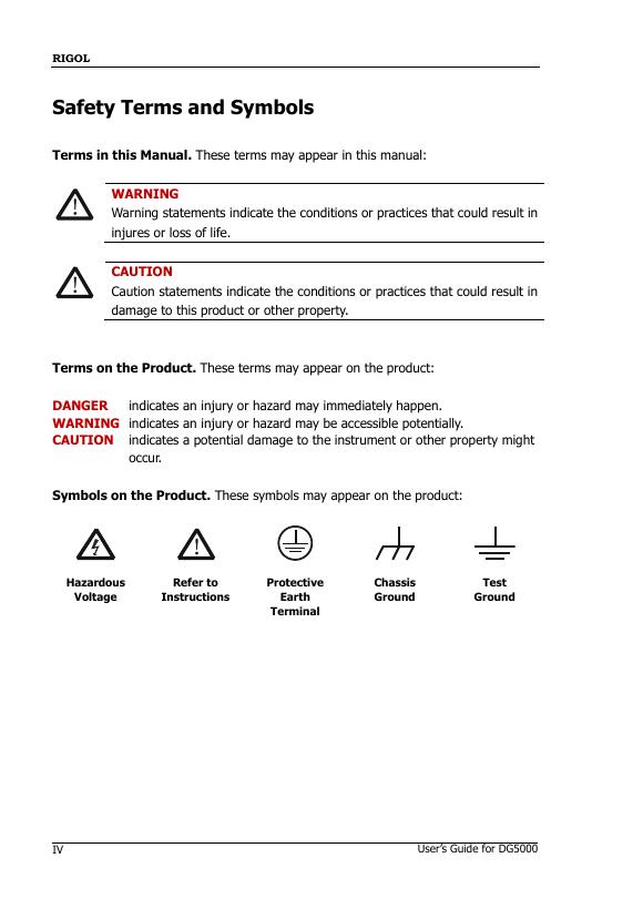 DG5000 Series Function/Arbitrary Waveform Generator User’s Guide_第6页