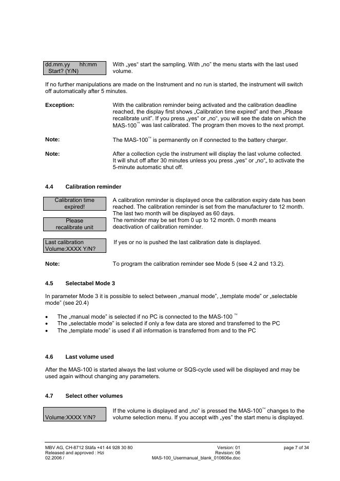 Operator’s Manual MAS-100 ™_第7页