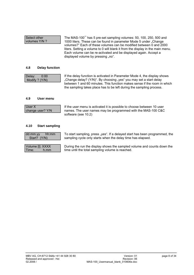 Operator’s Manual MAS-100 ™_第8页