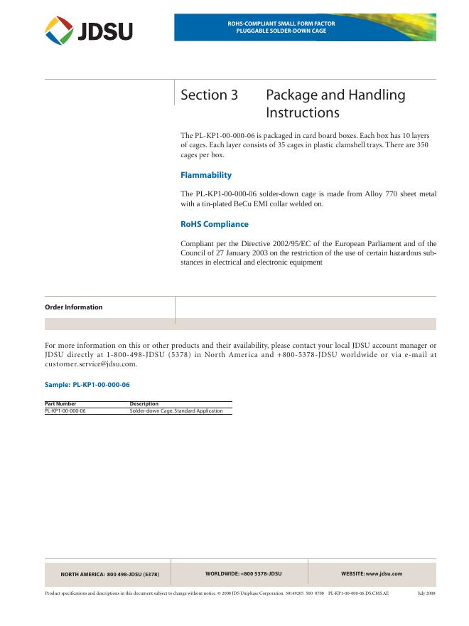 JDSU PL-KP1-00-000-06 DATA SHEET_第6页