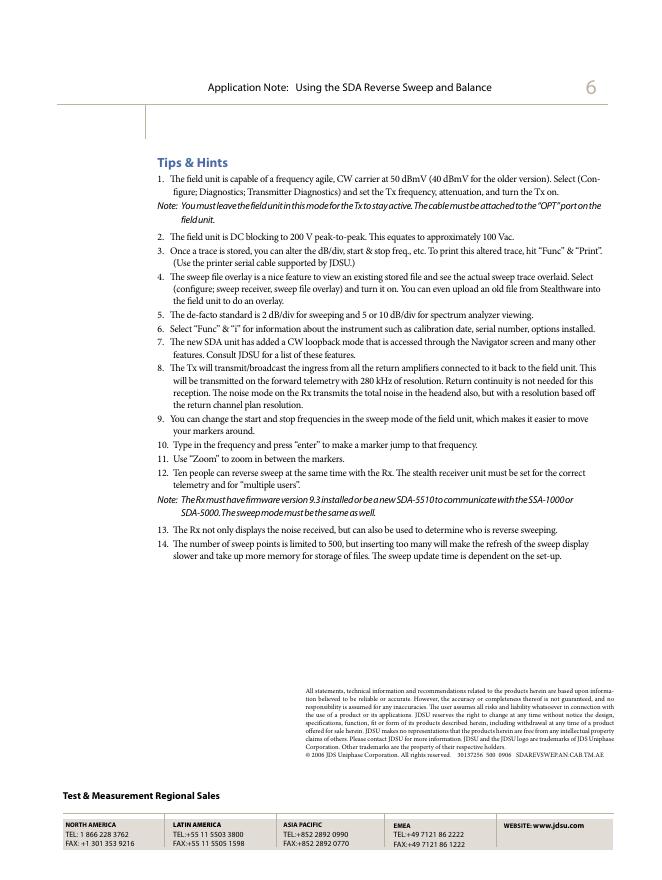 JDSU Using JDSU‘s Family of SDA Sweep for Reverse and Balance_第6页