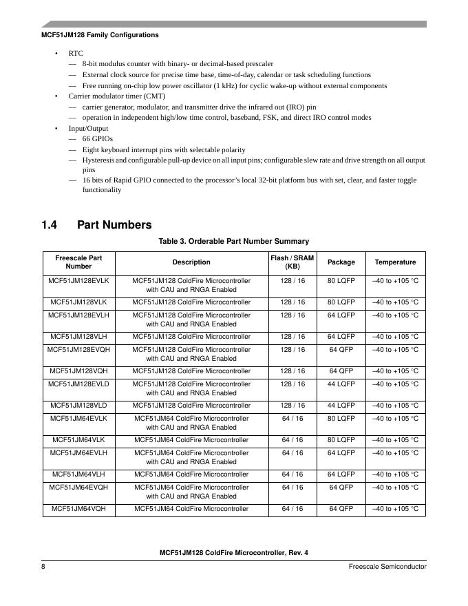 freescale MCF51JM128 DATA SHEET_第8页
