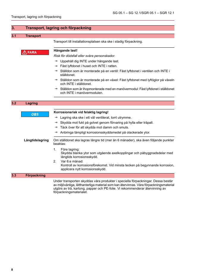 auma Vridsektordon SG 05.1 – SG 12.1/SGR 05.1 – SGR 12.1 AUMA NORM (utan manövermodul)_第8页