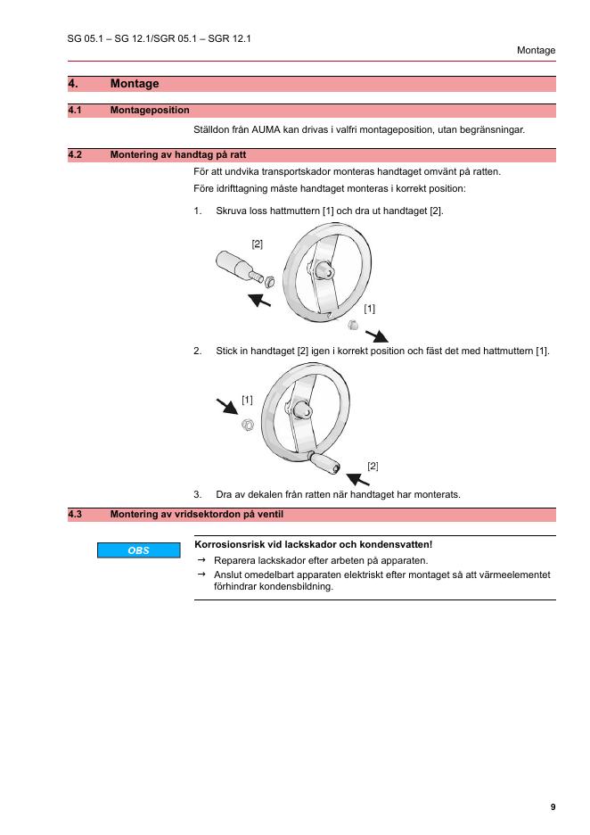 auma Vridsektordon SG 05.1 – SG 12.1/SGR 05.1 – SGR 12.1 AUMA NORM (utan manövermodul)_第9页
