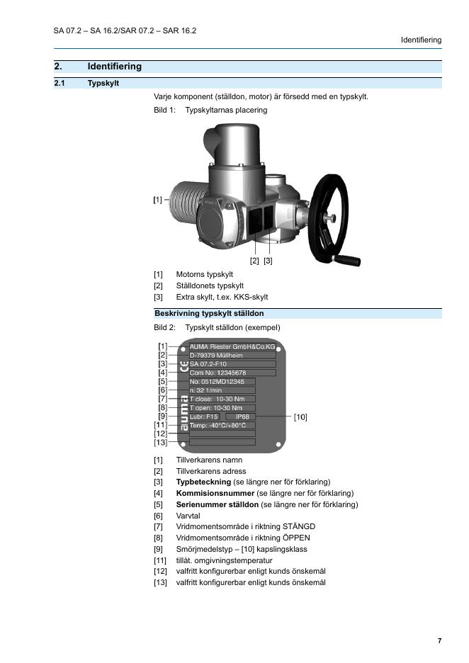 AUMA Ställdon SA 07.2 – SA 16.2/SAR 07.2 – SAR 16.2 AUMA NORM (utan manövermodul)_第7页