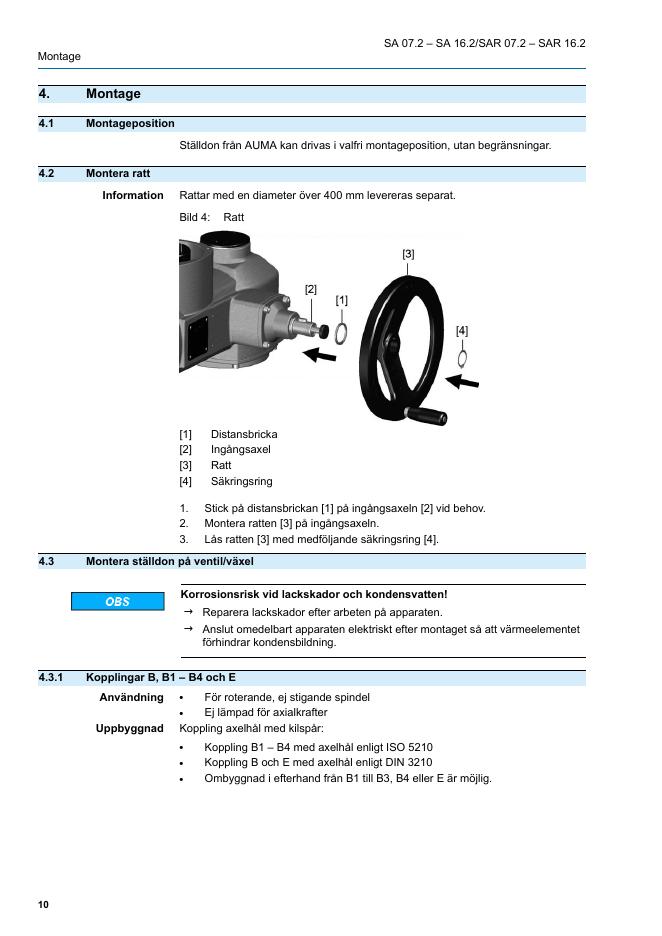 AUMA Ställdon SA 07.2 – SA 16.2/SAR 07.2 – SAR 16.2 AUMA NORM (utan manövermodul)_第10页