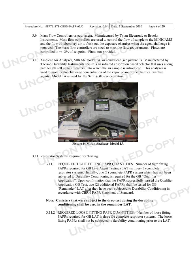 NIOSH NPPTL-STP-CBRN-PAPR-0550 Data Sheet_第8页