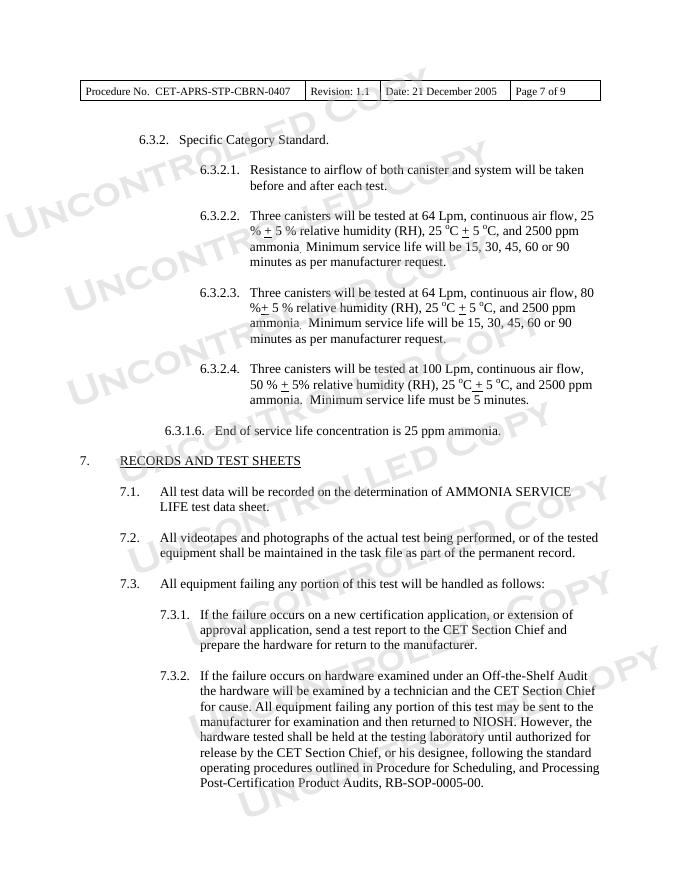 NIOSH CET-APRS-STP-CBRN-0407 Data Sheet_第7页