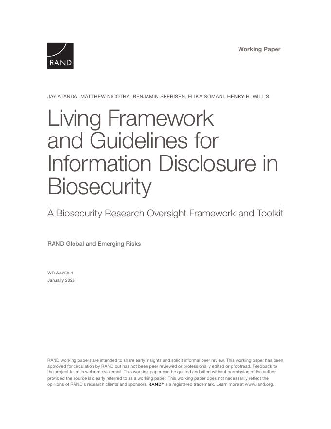 Rand兰德：2026年生物安全信息披露的现行框架与指南报告（英文版）海报