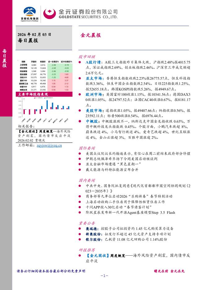 金元证券：金元晨报-260203海报